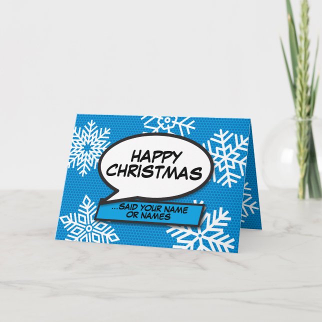 Carte Snowflakes Speech Buble Fun Retro Comédie Livre (Devant)