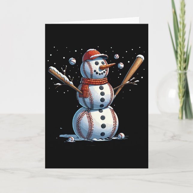 Carte Snowman Baseball Christmas Winter  (Devant)