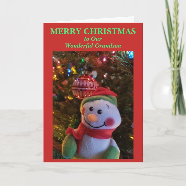 Carte Snowman Christmas Grandson (Devant)
