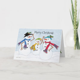 Carte Snowman de Noël chaleureuse et confortable