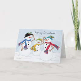 Carte Snowman de Noël chaleureuse et confortable