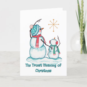 Carte Snowman de Noël Étoile de Noël religieuse