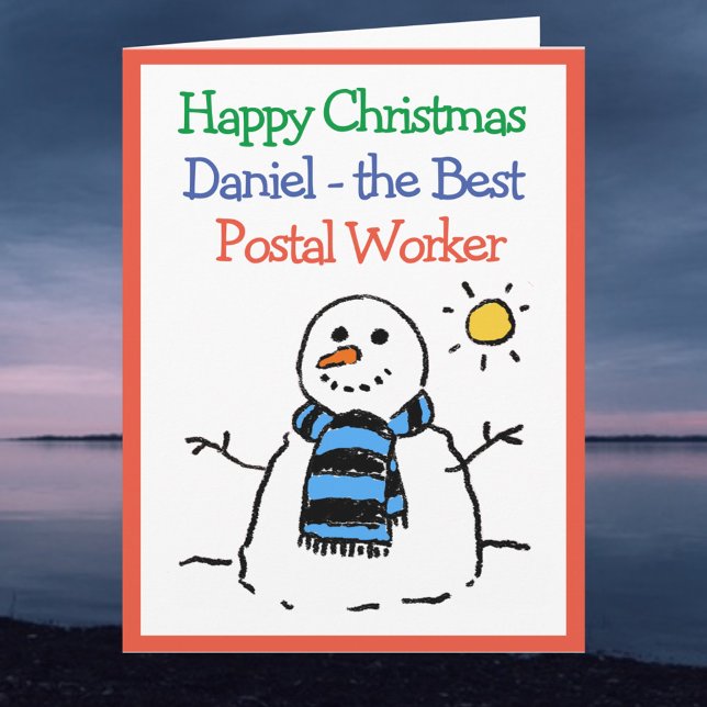 Carte Snowman Design Joyeux Noël à un Postal Worker (Créateur téléchargé)