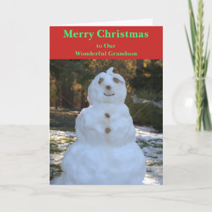 Carte Snowman Grandson de Noël