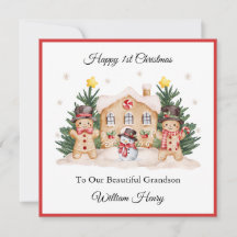Carte Snowman pour le premier pain d'épice de Noël