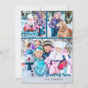 Carte Snowman, Salutation personnelle avec trois photos