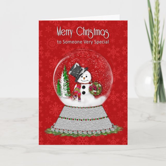 Carte Snowman Snow-Globe de Noël, un spectateur (Devant)