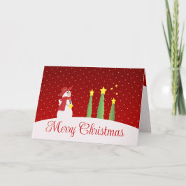 Carte Snowman Trees Et Étoiles
