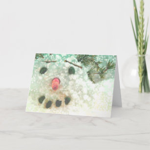Carte Snowman visage brillant mignon hiver