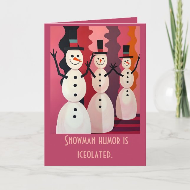 Carte Snowmen Kitschmas Christmas Pink Theme Design (Devant)