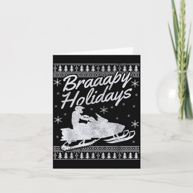 Carte Snowmobile Braapy Holidays Funny Braap Ugly Christ (Devant)