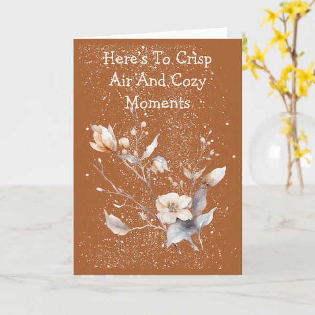 Carte Snowy Warm Winter Blossoms Greeting Card (Fleur jaune)