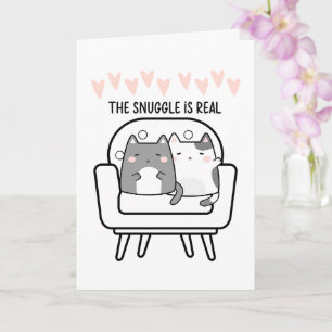Carte Snuggle est vrai deux chats qui bouchent des valen