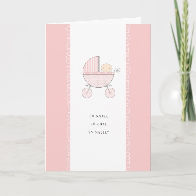 Carte So Small, So Cute New Baby Congrats | Pink Girl (Devant)