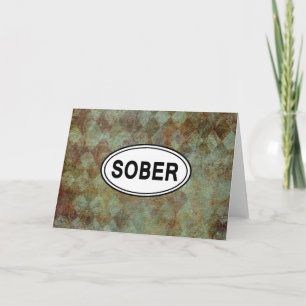 Carte SOBER OVAL Sobriety Recovery AA Card