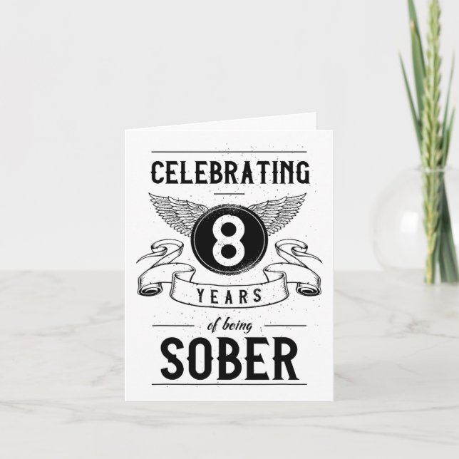 Carte Sobriety Gift Recovery Anniversaire 8 ans Sober (Devant)