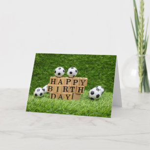 Carte Soccer Anniversaire avec balle et Happy Anniversai