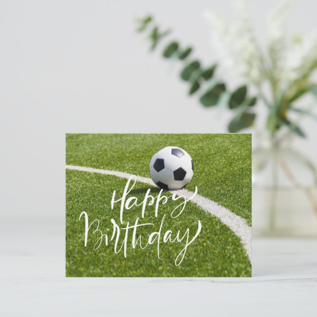 Carte Soccer Anniversaire avec balle et Joyeux Anniversa (Debout devant)