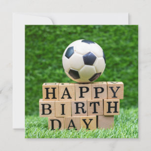 Carte Soccer Anniversaire avec balle et Joyeux mot d'ann