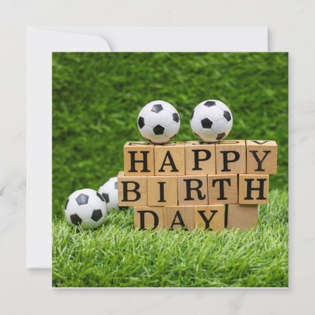 Carte Soccer Anniversaire avec balle et Joyeux mot d'ann (Devant)