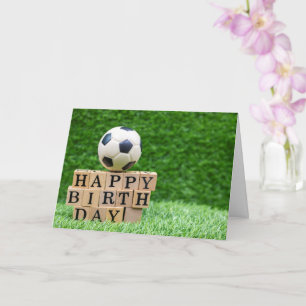 Carte Soccer Anniversaire avec balle et Joyeux mot d'ann