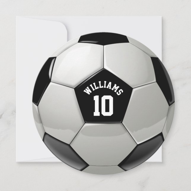 Carte Soccer Anniversaire Fête Monogramme Football Invit (Devant)