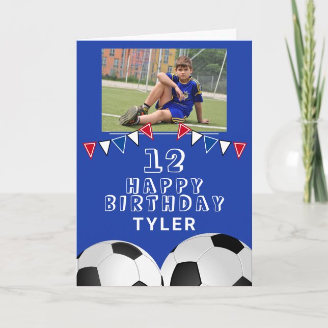 Carte Soccer Football Ball Bung drapeaux Photo Anniversa (Devant)