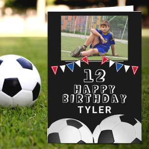 Carte Soccer Football Ball Flags Black Photo Anniversair