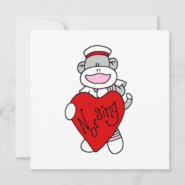 Carte Sock Monkey I Love Nursing T-shirts et cadeaux (Devant)