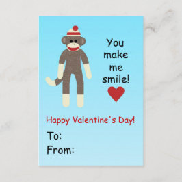Carte Sock Monkey Valentine's Day pour les enfants