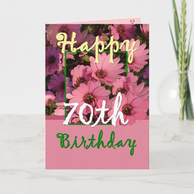 Carte SOEUR - 70e anniversaire avec Fleurs de marguerite (Devant)