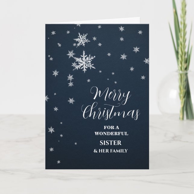 Carte Soeur à neige moderne et famille Joyeux Noël (Devant)