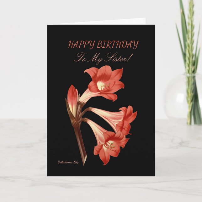 Carte Soeur Anniversaire Belladonna Lily (Devant)