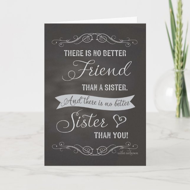 Carte Soeur Anniversaire - Chalkboard - Pas de meilleur  (Devant)