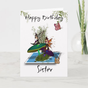 Carte Soeur Anniversaire - Cute Gothique Fairies S