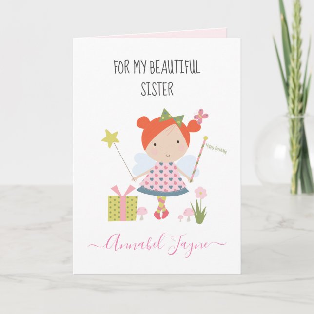 Carte Soeur anniversaire fée filles whimsical Card (Devant)