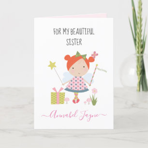 Carte Soeur anniversaire fée filles whimsical Card