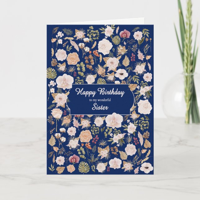 Carte Soeur Anniversaire Fleurs éparpillées (Devant)