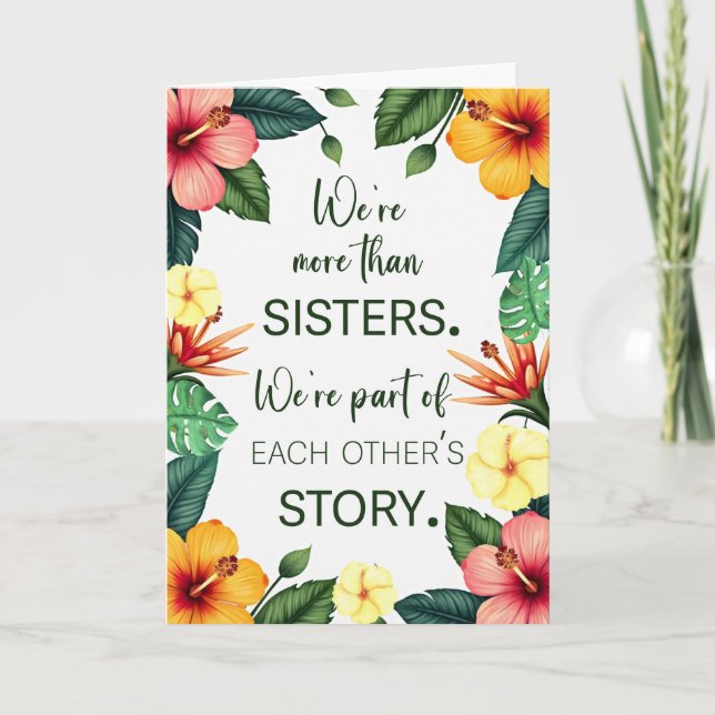 Carte Soeur Anniversaire Fleurs tropicales Partie de cha (Devant)