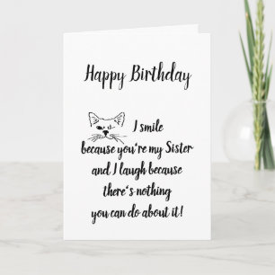 Carte Soeur Anniversaire Humour Citation Winking Chat Fu