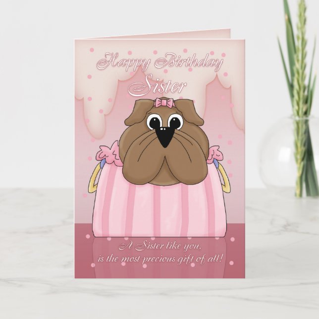 Carte Soeur Anniversaire - Mignonne Chien À Balle  (Devant)