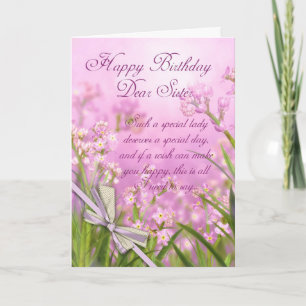Carte Soeur Anniversaire - Rose Feminine Florale A
