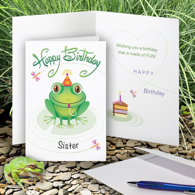 Carte Soeur Cute Grenouille d'anniversaire (Créateur téléchargé)
