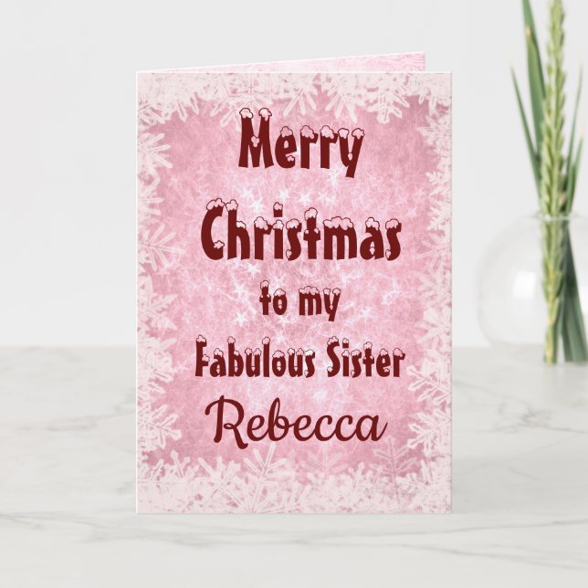 Carte Soeur de Noël Joyeux Personnalisée (Devant)
