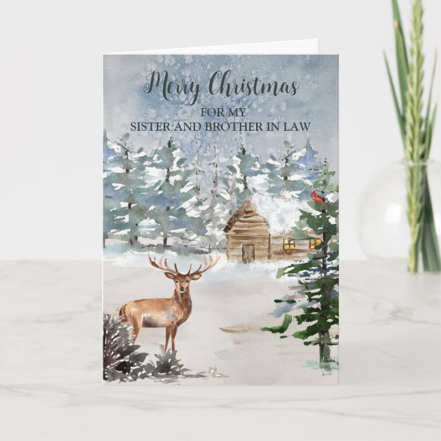 Carte Soeur des Cerfs Rustiques et Frère en Droit Noël (Devant)