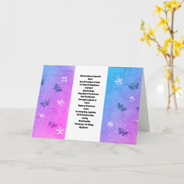 Carte Soeur Embellisée (Fleur jaune)