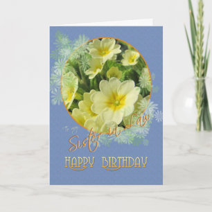 Carte Soeur en droit Joyeux Anniversaire Primroses Bleu 