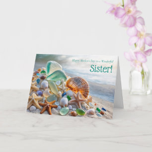 Carte Sœur Joyeuse Fête des Mères Thème Plage avec Coqui