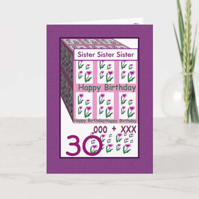 Carte SOEUR - Joyeux 30e anniversaire (Devant)