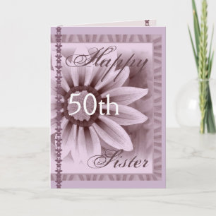 Carte SOEUR - Joyeux 50e anniversaire - Fleur LAVENDER